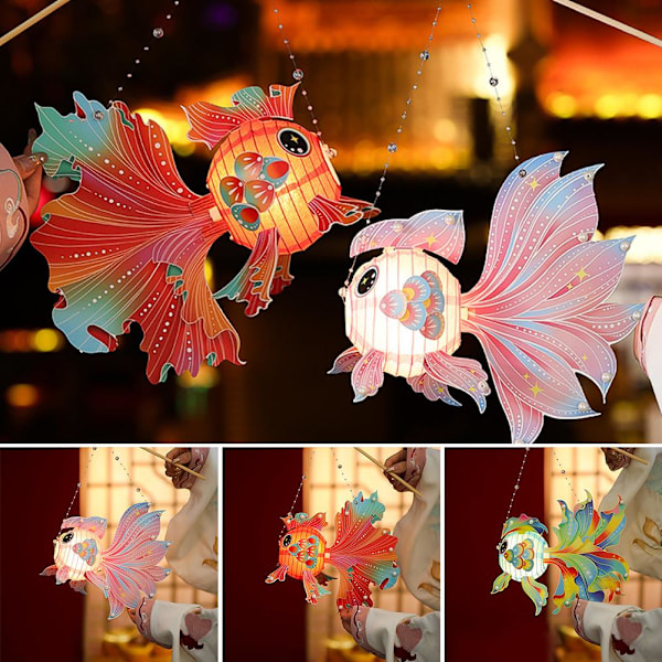 Materialpåse för DIY-lampa till Midhöstfestivalen, Gyllene palats inomhus Kan Karp vara skrivbordslampa G4c3 red 1pcs