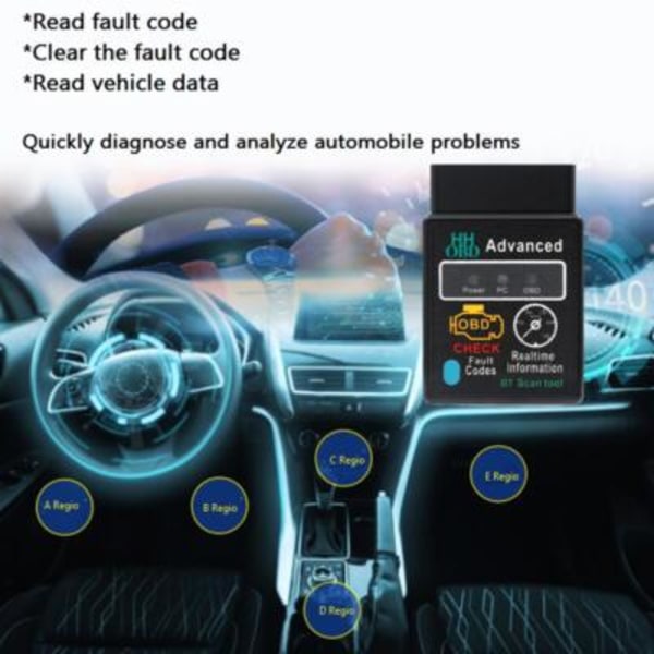 OBD2 Bil Bluetooth Kodläsare Scanner ELM 327 Fordonsdiagnostik OBDII UK~ST