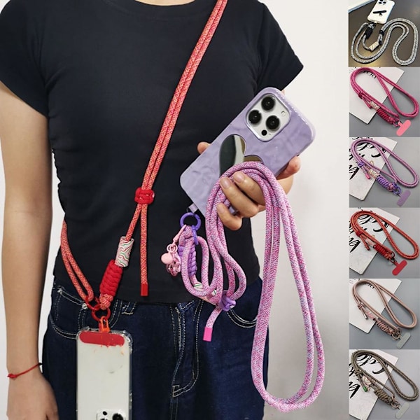 Universal Flätad Telefon Lanyard Rem Anti-förlorad Lanyard Rem Fo Purple tone Lanyard and clips
