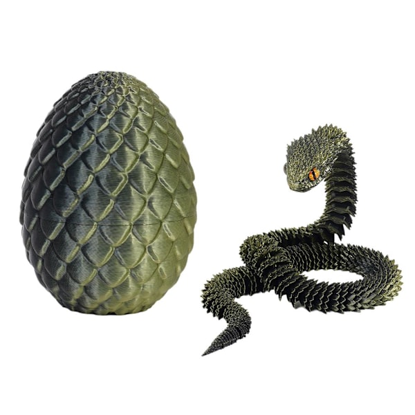 3D-printad Cool Eyes Orm med Ägg, Multi-ledad Rörlig för Vardagsrum Heminredningstillbehör Q8b3 Black gold Snake with Egg