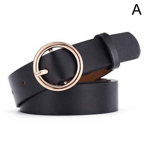 Boho Dam Bälte Dubbel Ring PU Läder Metallspänne Bälten Jeans Mångsidigt Byxbälte Klänning P0K0 Black one-size