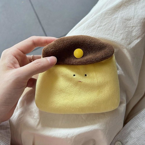 Söt Karamellpudding Myntväska Plysch Mini Korthållare Tecknad Förvaringsväska H3K5