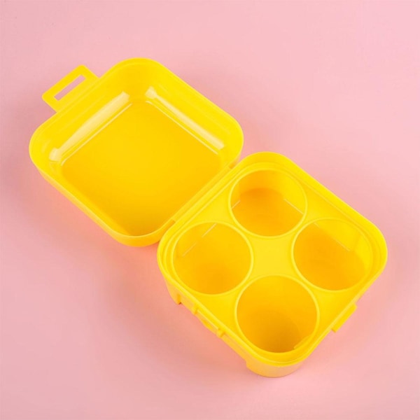 Bärbar 4-facks Äggorganisatör Förvaringslåda Bricka yellow one size