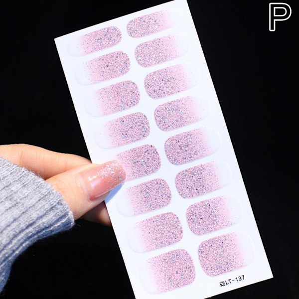 Glitterpulver Nagelsticker färggradient hopp vattentät finge LT-137 16pcs