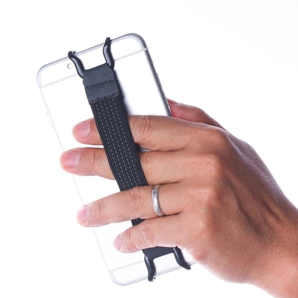 1 st Mobiltelefonhållare Fingergrepp Elastiskt Band Enhandsrem Fäste ❈ blackA For phone