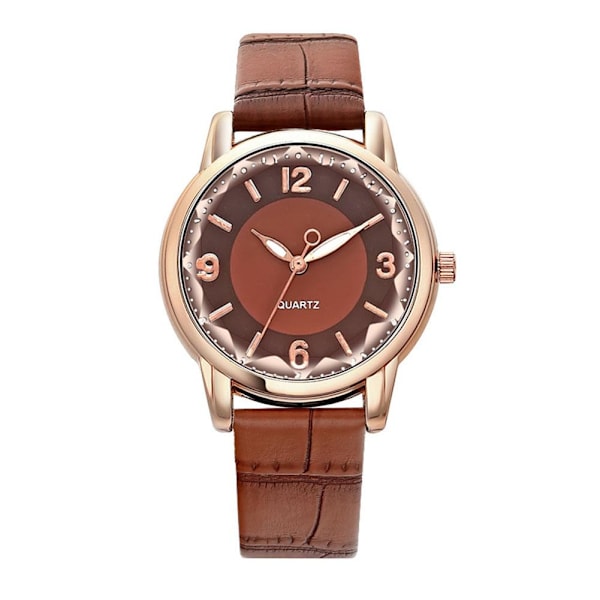 Nytt Mode Casual Dam Quartz Klocka PU Läder Färg Armband Flicka Urtavla Klocka Studentpresenter O0X5 Brown One size