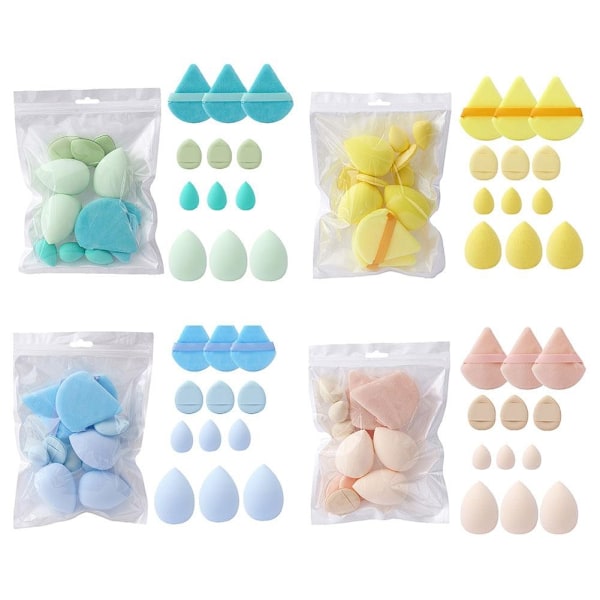 Pudersvamp Set Blå Skönhetsägg Svamp Luftkudde Icke-puder Smink Och Våt Användning Torr I0s5 green 12pcs