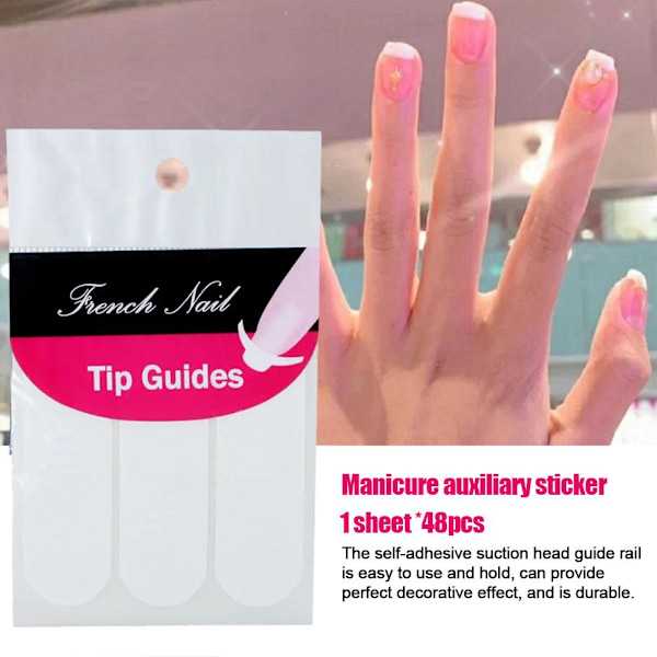 1-pack (48 st) Fransk Manikyr Nagelkonst Tips Form Guide Bästa Schablon USN DIY UK
