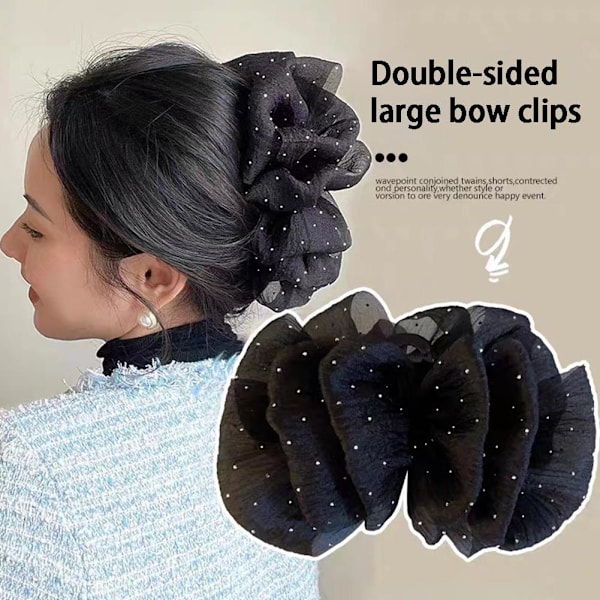 Kvinnor Rosett Bubbla Hårklämma Elegant Stora Hårspännen Klämma Tillbehör US black one-size