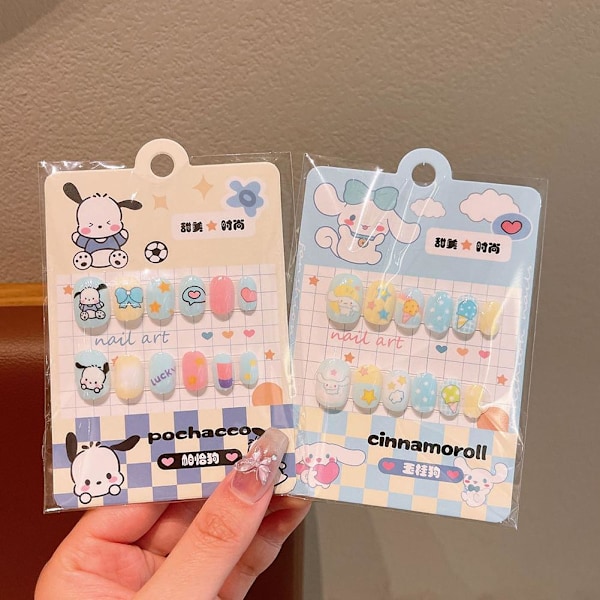 3D Stereo Sanrio Lösnaglar för Barn Söta Barnnaglar Söt Kuromi Bärbar Hello Press O0n5 1# 12pcs