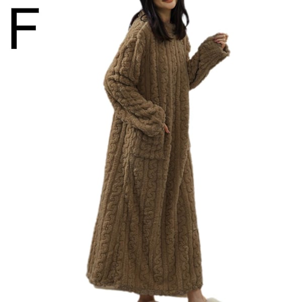Kvinnor Vinter Tjock Nattlinne Mjuk Korall Sammet Långärmad S brown One size