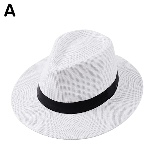 Sommar Strand Solhattar för Män Bredbrättad Stråhatt Panama Fedora Vikbar Rese Packbar Stråhatt white one size