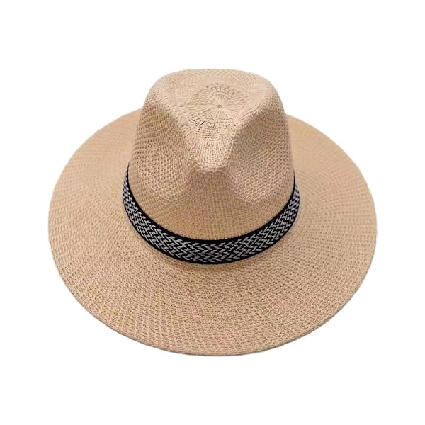 Herr Dam Vikbar Strå Panama Stil Solhatt Sommar Slapp Hatt, Strand S7B2 beige one size