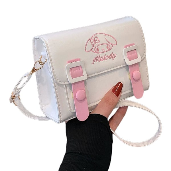 Fyrkantig väska i collegestil för damer, anime, söt Jk-mode, trendiga axelväskor, väskfärg ny D9c8 white&pink one size