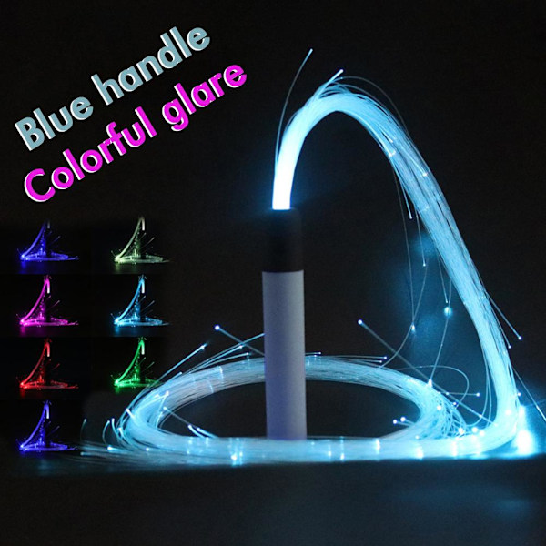 RGB LED Fiber Optic Whip-360° Vridbar Ljusstark Flow Toy Rave Hot Y7 Macaron Blue + Black Handle one size