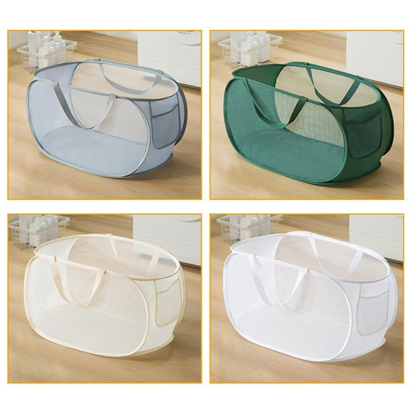 Transparent Mesh Tvättkorg Bärbar Smutsig Leksaksförvaringskorg Tvättkorg Ihålig F7c6 grey 1set