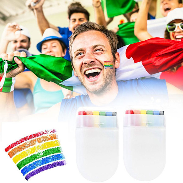Pride Sminkstift Festival Party Intensiv Ansiktsfärg Rolig Flagga kropp Y7J4 X3K8 2pc onesize