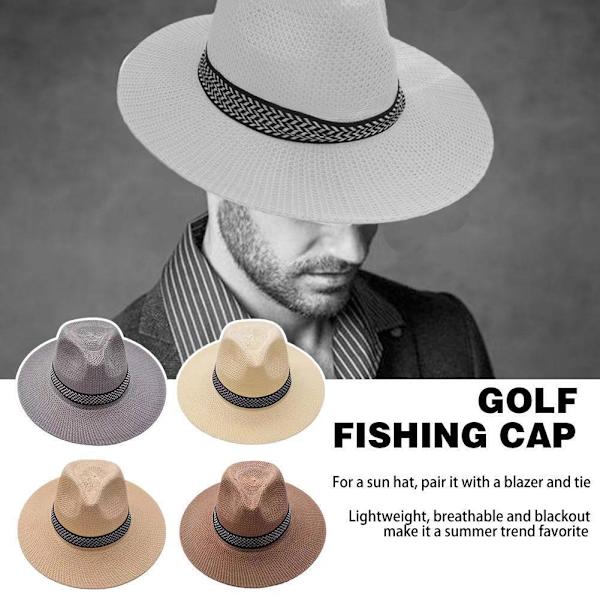 Herr Dam Vikbar Strå Panama Stil Solhatt Sommar Slapp Hatt, Strand S7B2 khaki one size