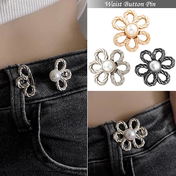 Justeringsknapp Metall Åtdragning Midjeband Nål Klädesplagg N3 Jeans Midja H0R F2Y1 black one-size