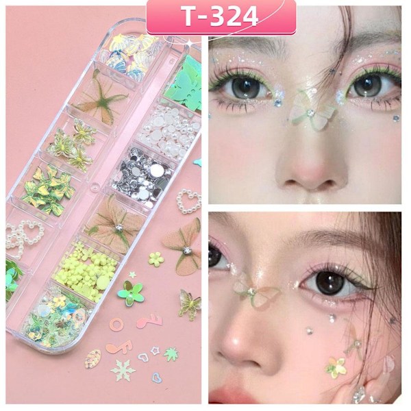 Mjuk Atmosfär Fjäril Kreativ Ögonmakeup Paljetter Nagel Falska Fantasy Klistermärken Ögonfransar D2Z2 T-324 One size