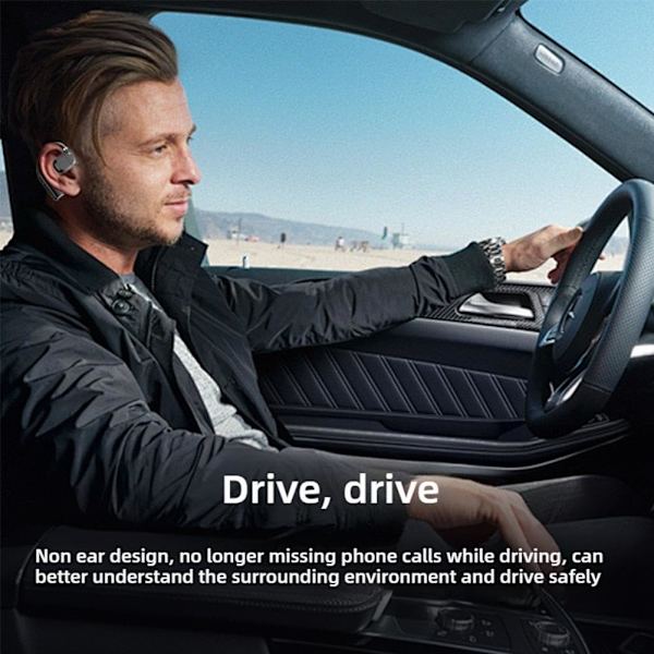 Bluetooth Hörsnäcka V5.4 Enkel Öra Bluetooth Headset, Enkel Öra Bluetooth Headset med Mikrofon, Öppen Öra Bluetooth Hörsnäcka, IPX6 Vattentät, 20 Timmar