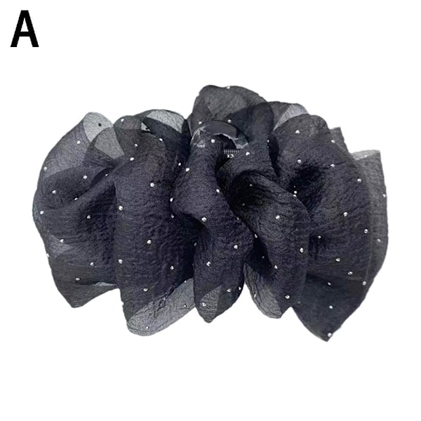 Kvinnor Rosett Bubbla Hårklämma Elegant Stora Hårspännen Klämma Tillbehör US black one-size