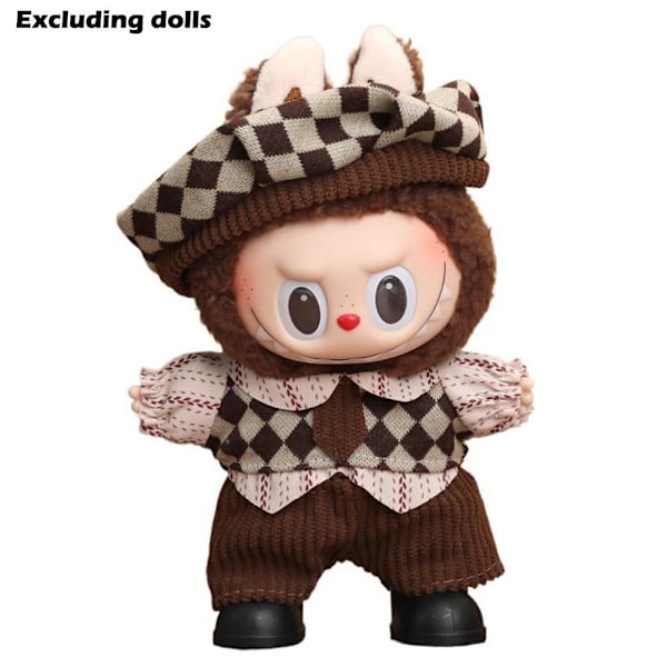 【Endast Kläder】17cm Labubu Kläder V1/v2 Sittande Party Set Dockkläder Klänning Vinyl Kostym Up I8n7 Winter Mocha 1pcs