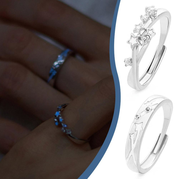 Ringar Stjärnklar Natt Par Nattlysande Ringar Eleganta Utsökta Ringar~ B8W4 J8 B3J6 2 pcs One size