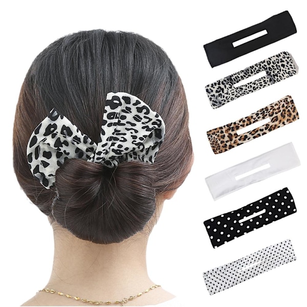 Kvinnor Lazy Hair Curler Magic Bun Maker Styling DonutBow Band Former Twist ♤♤ black polka dots one-size