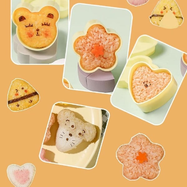 Risform för barn Bento Triangel Sushi Form Gör-det-själv Onigiri Form Japanska Bento Tång Tillbehör Q5u4 B 6pcs