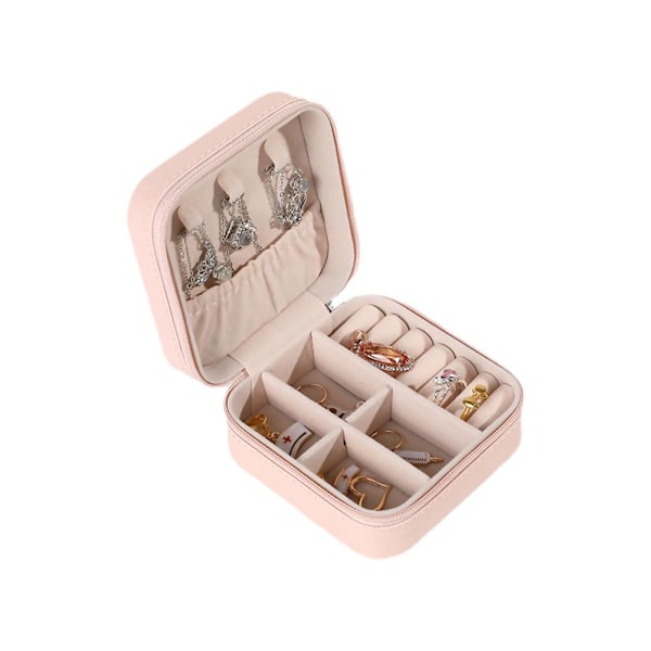 Resefodral Organizer Mini PU Läder Förvaring För Ringar Örhängen Halsband Box Z8B5 pink 1PC