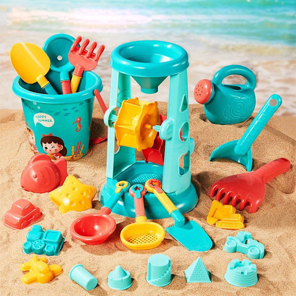 Sommarstrandleksaker Kit för barn Sandset Strandspel Leksak Hinkar Spadar Verktyg D8L4 23pcs 1set