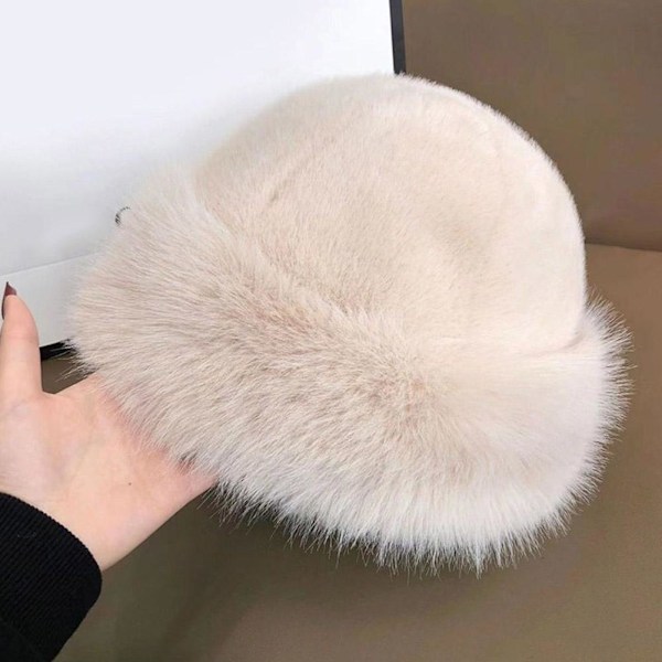 Vinter Plysch Fiskehatt Dam Tjock Fluffig Päls Öronskydd Mössa Vindtät Varm Huvudbonad Kvinnlig Panama Basin Hatt Black One size