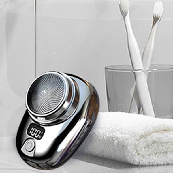 Bärbar Elektrisk Rakapparat Mini-rakning för Män USB Uppladdningsbar Rakapparat Resor Hemma silver One-size