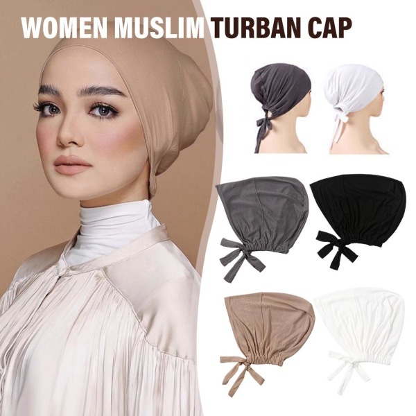 Stretch cap för kvinnor, inre hijab islamisk undersjal khaki one size