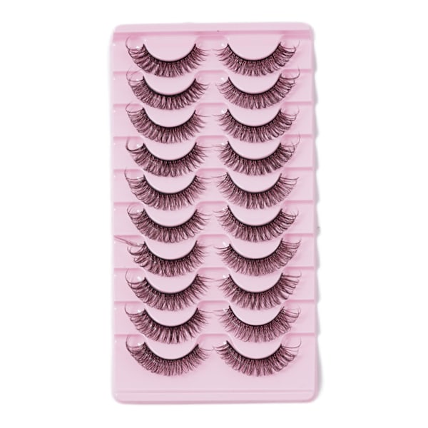 10 par ryska lösögonfransar D Curl Mink False R0F9 Fullständiga ögonfransar UK E2Y0 DH06-05 10 pairs