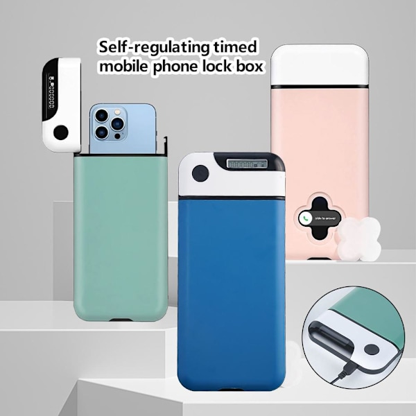Smarttelefonlåsbox med timer, portabel tidlåsbox för iPhone och Android-telefon, hjälper till att vara självdisciplinerad och fokusera för att uppnå mål  blue one