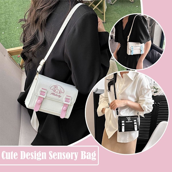 Fyrkantig väska i collegestil för damer, anime, söt Jk-mode, trendiga axelväskor, väskfärg ny D9c8 white&pink one size