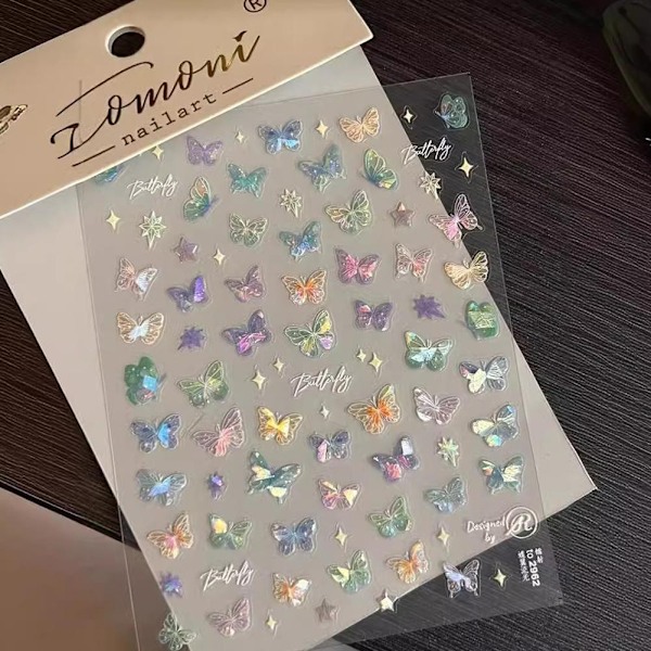 Shell Light Fjärils Nagelstickers Japanska Fjärilsvingar Romantiska Fjärils Nagelstickers 1st style 2 1pcs