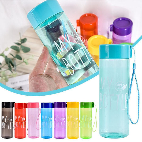 500ml Högkapacitets Färgad Transparent Vattenkopp Utomhus Portabel Fallsäker Läckagesäker Sport K8n9 Black 500ml