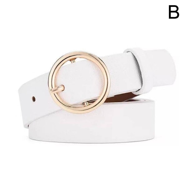 Boho Dam Bälte Dubbel Ring PU Läder Metallspänne Bälten Jeans Mångsidigt Byxbälte Klänning P0K0 white one-size