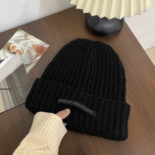 Stickad Ullmössa Trendig Och Mångsidig Stor Huvud Ull Varm Omkrets Kall Mössa Stickad L2A7 khaki One size