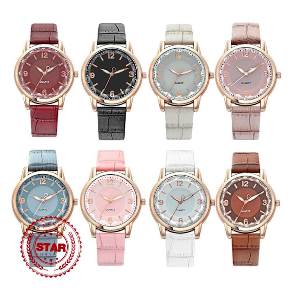 Nytt Mode Casual Dam Quartz Klocka PU Läder Färg Armband Flicka Urtavla Klocka Studentpresenter O0X5 Red One size