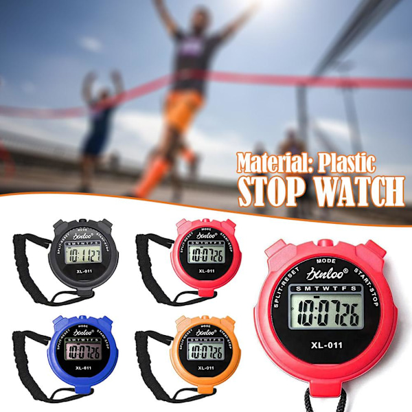 Digital Handhållen Sportstoppur Stoppur Timer Alarmräknare red 1size