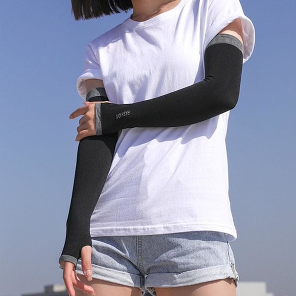 1 par UV-skydd Kylande Arm Sleeves Halkfria Is Silke Armskydd för. grey 1size