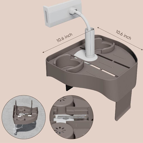 3-i-1 Justerbar Bricka för Badtunna med Mugghållare och Mobilhållare, Badtunnebricka, Clip-on Mugghållare och Mobilhållare för Pool, Passar för