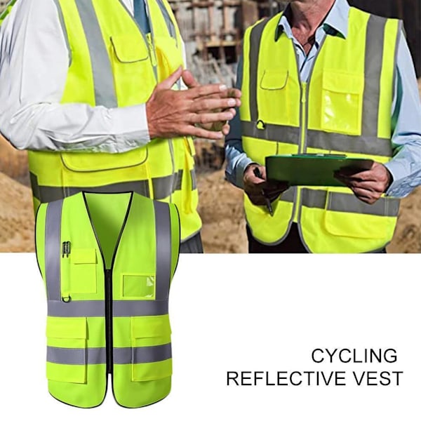 1 st Reflexväst HÖG SYNLIGHET ARBETE VÄST SÄKERHET REFLEKTERANDE I1T2 Fluorescent yellow Mesh fabric