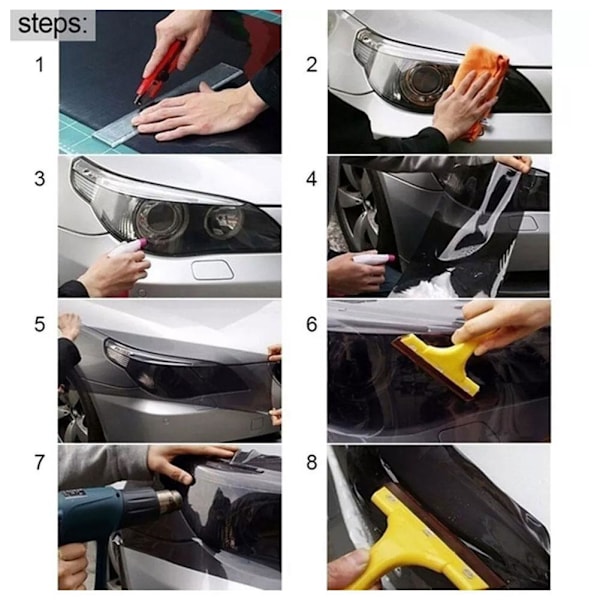 Bil Strålkastare Glansig Färgskiftande Film Färgskiftande Broms Bakljus Fil X9H2 Taillight smoked 30cm*60cm One size