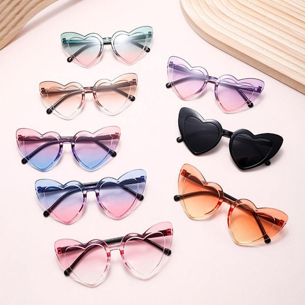 Hjärtformade Solglasögon Dam Mode Oversize Shades Glasögon Sommar Solskydd Resa I2r7 Tea One size