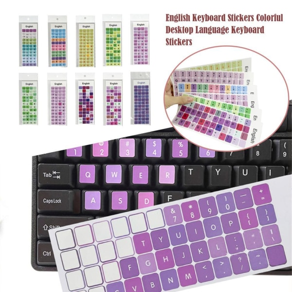 Laptop engelskt tangentbordsdekal Macaron Color Button Sticker Des dark mix One-size